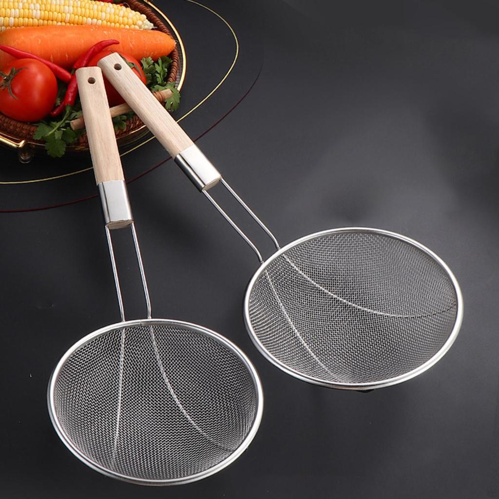 Skumslev Ergonomiskt Handtag Multifunktionell Pastasilsked för Matlagning Potatischips Kök Fritering Avrinning