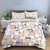 Pastel Cat Pattern Set For Decoration Exquisite Three-Piece Bedding Set Gift For Kids And Adults