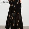 Edition Women's Autumn Pussy-Bow Polka Dot Silk Two-Piece Dress