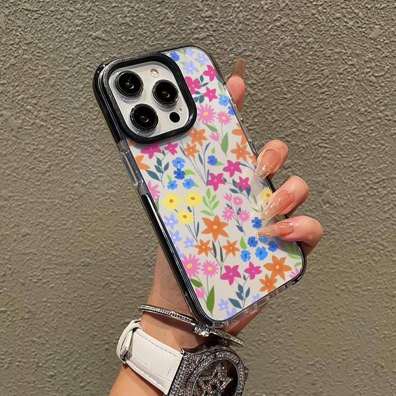 Summer new color floral mobile phone case iPhone17Pro transparent tpu soft case Apple 15 girls protective case