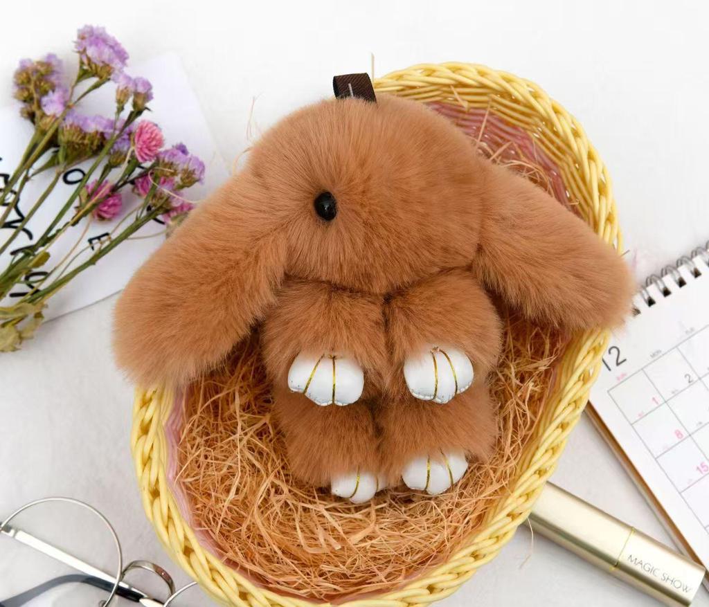 Portachiavi in Peluche Pelliccia Sintetica di Coniglio: Simpatico Ornamento Coniglio per Telefoni Cellulari e Chiavi dell'Auto
