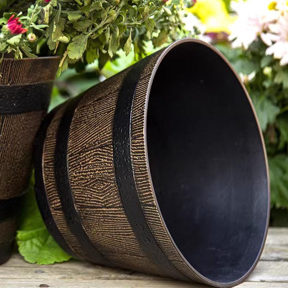 Pots de Fleurs Rétro Jardinage Poté Extérieur Jardinière pour Plantes Pot de Fleurs Décoratif Ménager Rond Résine Succulente