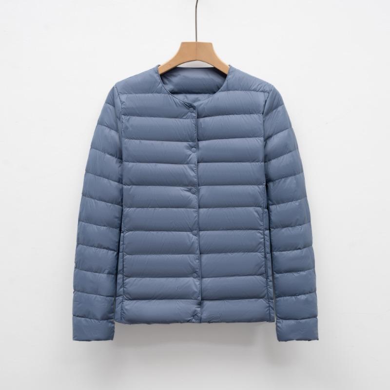 New Style Down Jacket Female Inner Liner Thin Collarless Long Sleeve Inner Wear Warm Round Collar Thin Light Down Inner Liner