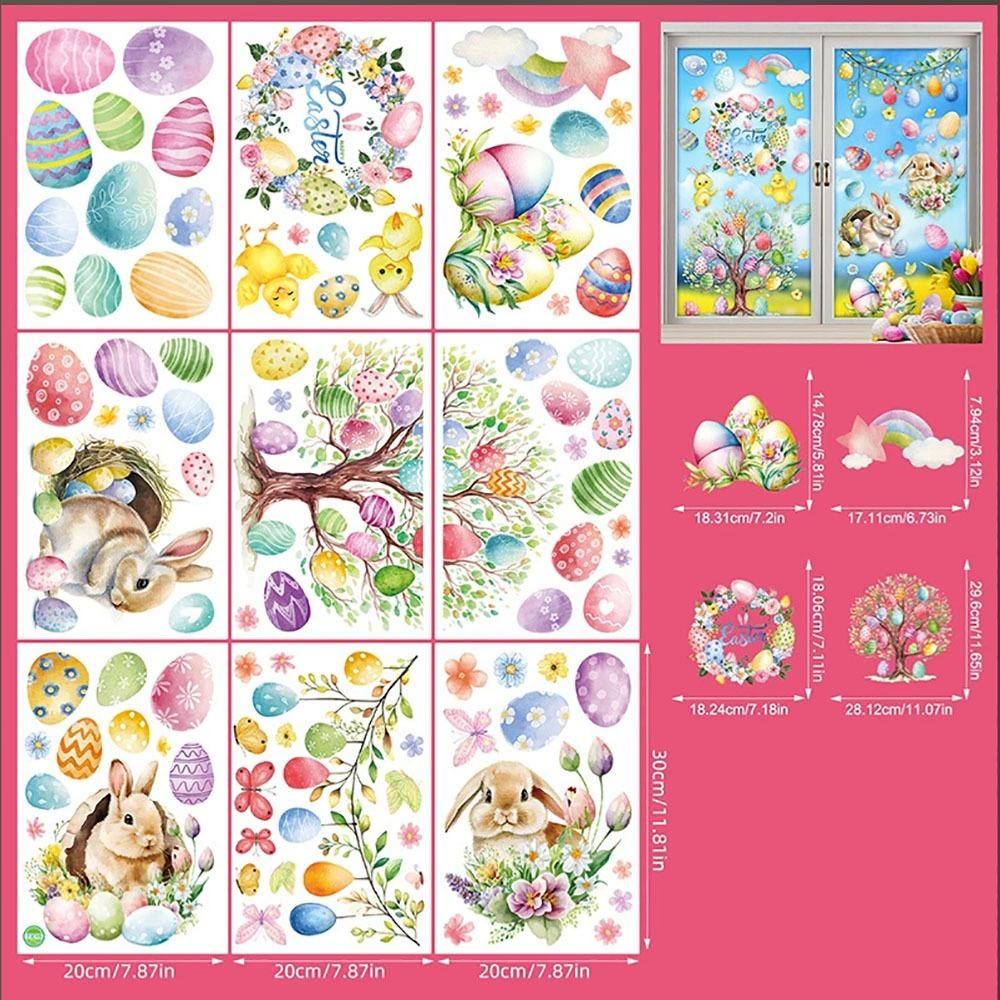 

Наклейки на пасхальные яйца своими руками, электростатические липкие наклейки на двери и окна, пасхальная вечеринка 2025 года 4