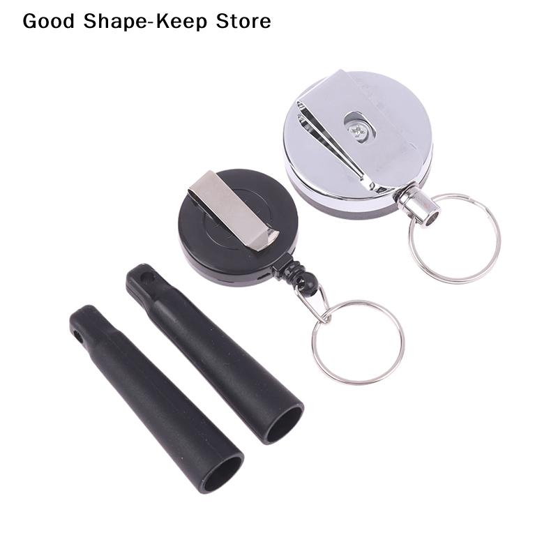 Daily Retractable Pen Cap Pull Keychain Holder Reel Carpenter Pencils Anti Lost Rope Camping Heavy Duty Key Ring Chain Belt Clip