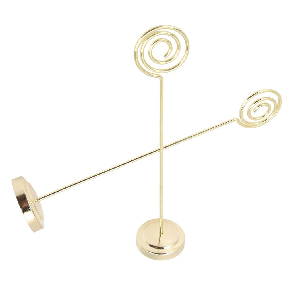 2Pcs Table Number Holder 200mm Round Metal Steady Semicircle Convex Design Electroplating Technology Photo HolderGold