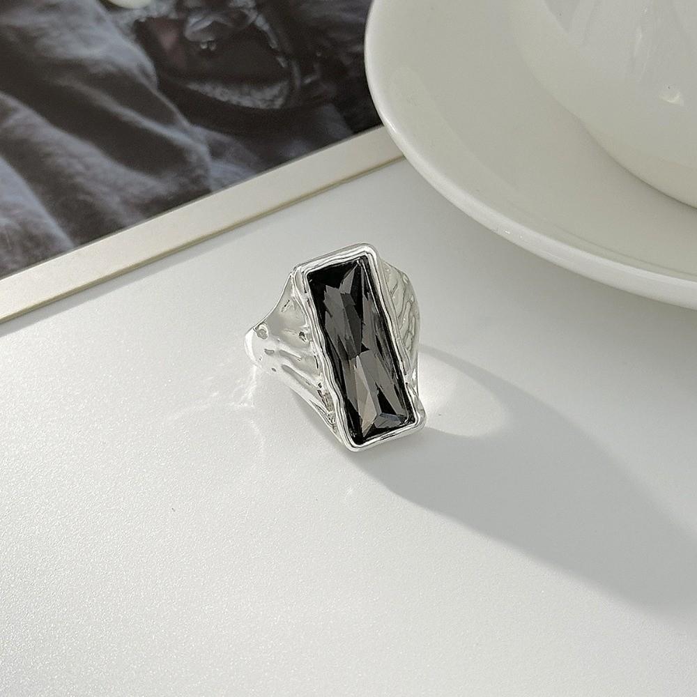 Grey Zircon Ring Asymmetrical Square Finger Rings New Finger Ring Women