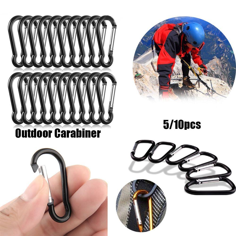 

Black-color Aluminium Safety Alloy Carabiner Buckle Keychain Camping Hiking Hook Climbing Button