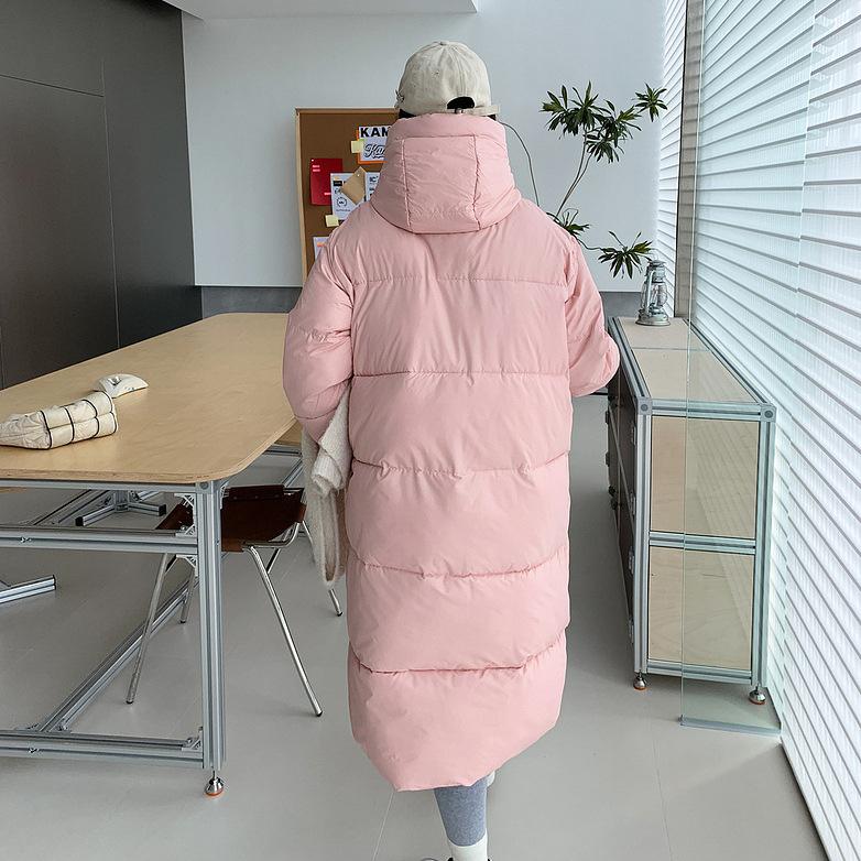 New Loose Hooded Cotton-padded Jacket Women's Extended Over-the-knee Bread Coat In Winter.