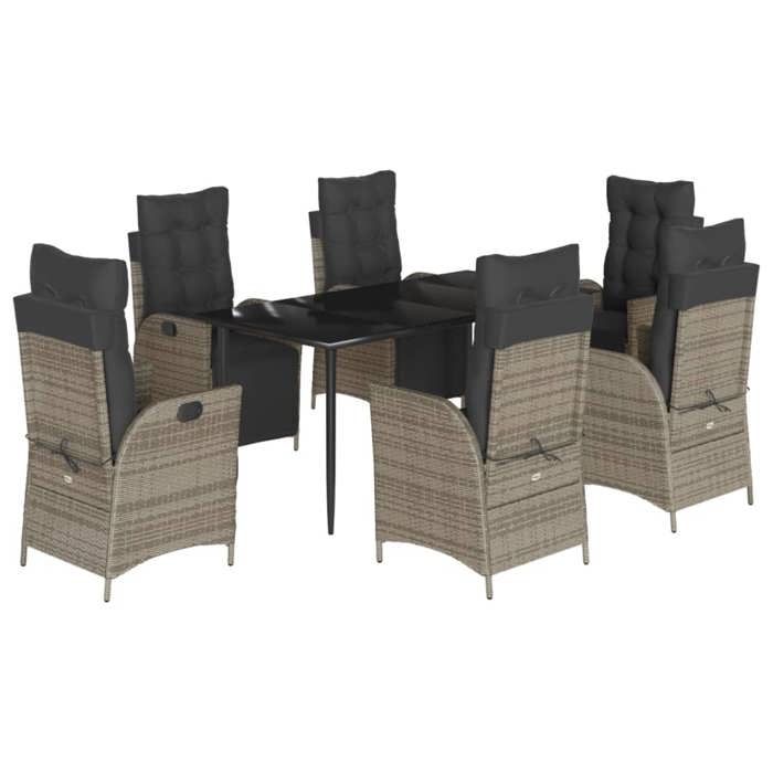 VidaXL Ensemble à Manger de Jardin avec Coussins 7 pcs, Table et Chaises avec Dossier et Repose-pied Réglables, Meubles 3213424