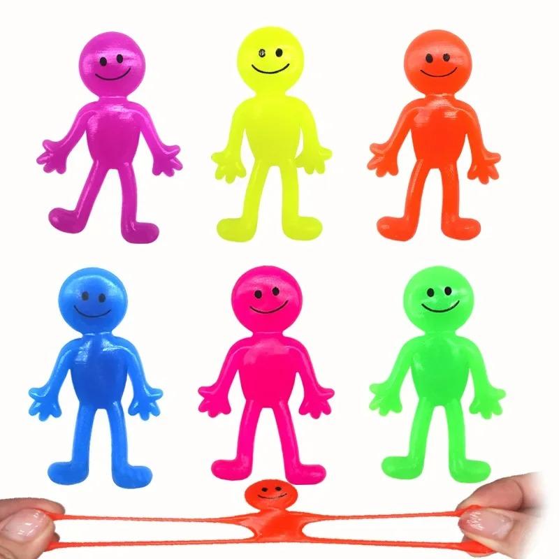 5-20Pcs Fun Sticky Stretching Smiling Face Little Man Pinch Toy Kids Birthday Party Favor Christmas Carnival Adult Gift