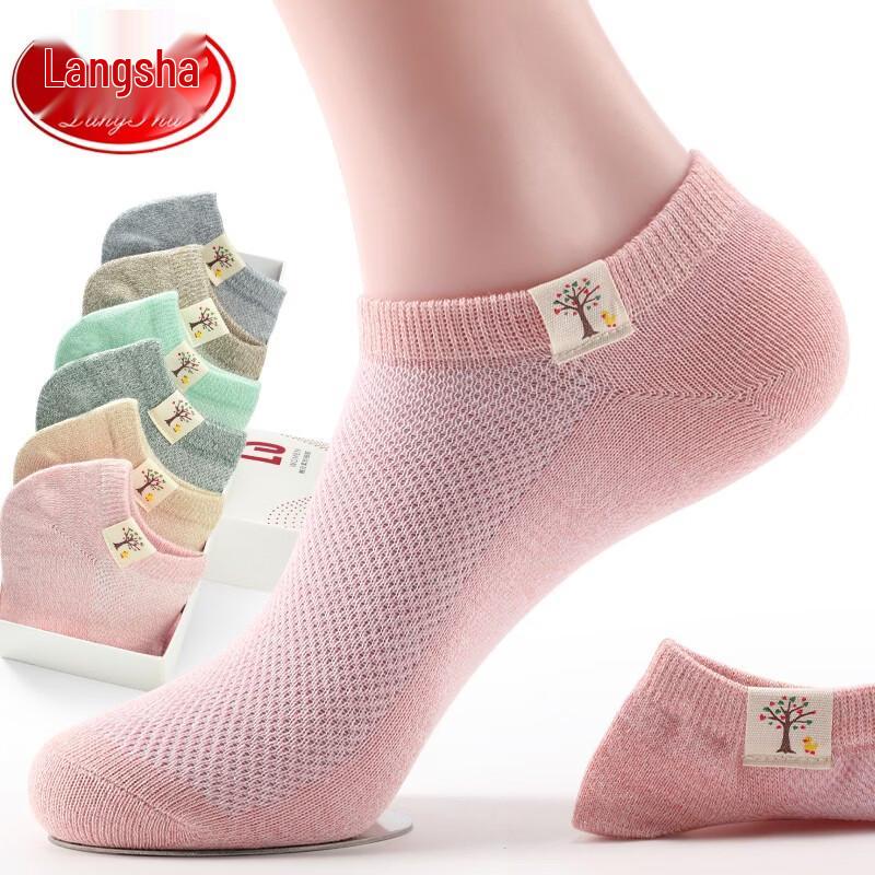 LangSha Women s 100% Cotton Mesh Breathable Short Socks - 6 Pairs Mixed Colors