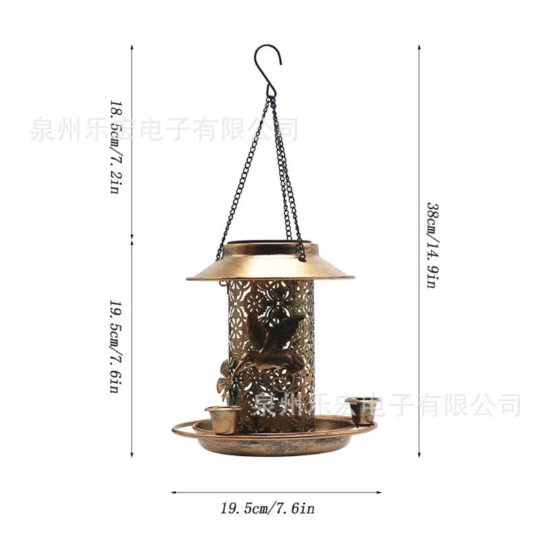 Solar Bird Feeder For Outdoors Lights - Hanging Wild Birdfeeder Waterproof Bird Feeders For Outside House Retro Garden