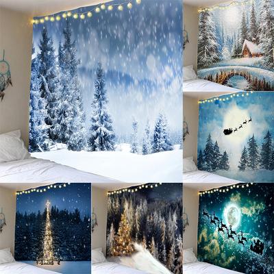 Home Decor Christmas Tree Wall Hanging Backdrop Fabric Decor Polyester Printed Tapestry Art Tapestry