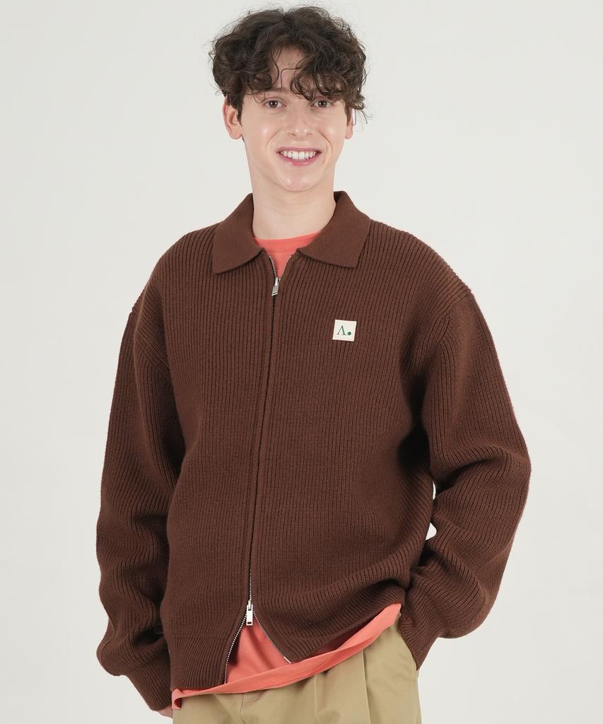 The-Abon Mousse High-Density Hacci Collar Zip-Up Navy