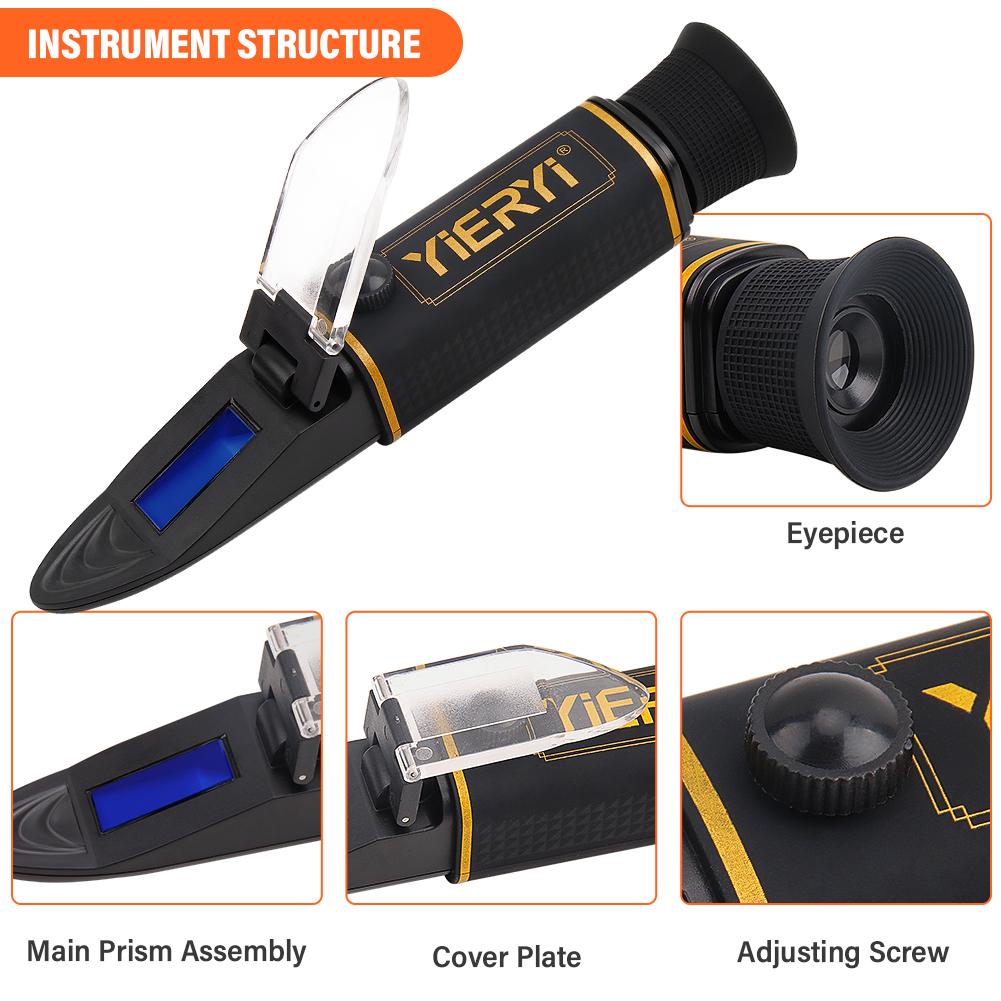YAGO Homebrew Hydrometer Beer Wine Refractometer Brix 0-32% SG Wort 1.000-1.120 Dual Scale Optical Tester for Brewing