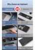 Wireless Bluetooth Foldable Keyboard with Leather Stand for Tablets and Phones
