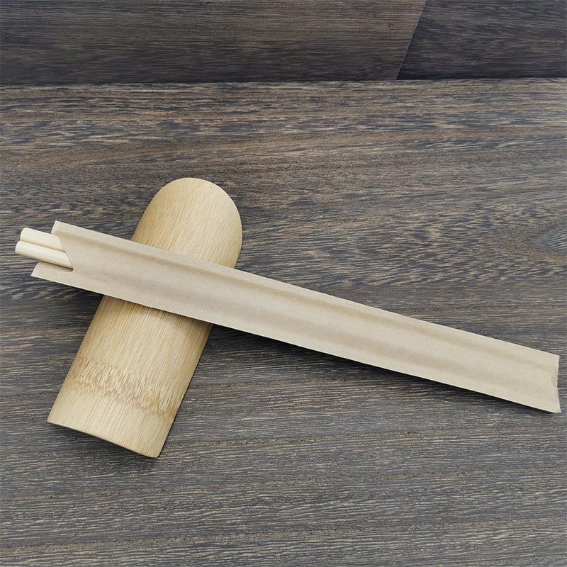 Food-Grade Kraft Paper Chopstick Sleeves - Disposable, Plain, Restaurant Use