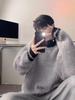 Unisex svetr v americkém stylu s patchworkem z umělého norka, vysoký límec - Ležérní, Módní, Dlouhý rukáv, pro podzim a zimu