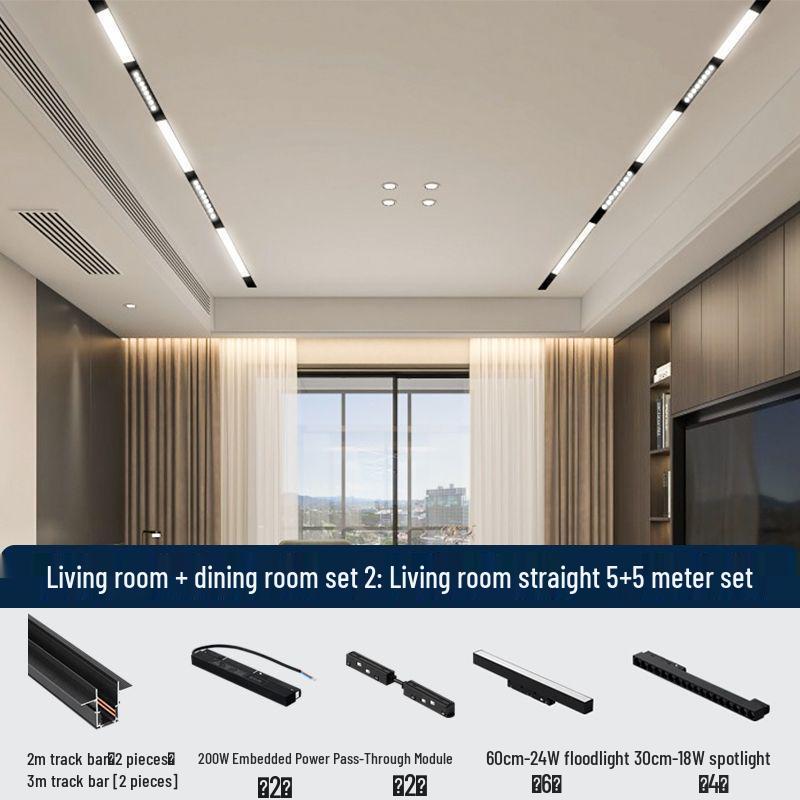 Recessed Magnetic Track Light: Concealed Linear Spotlight for Living Rooms, Bedrooms, Hallways & Household Surfaces