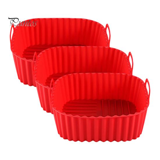 Air Fryer Grease Catcher Silicone Basket Non-Stick BPA-Free Baking Pan with Handles Non-stick Insert Dishwasher Oven Safe Even Heat Distribution