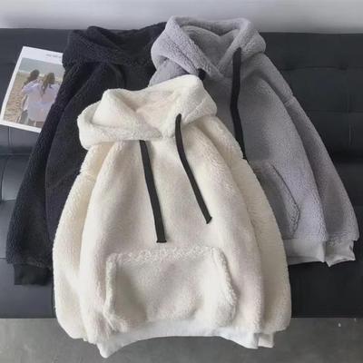 Damen Herbst/Winter Lammwoll-Kapuzenpullover - Trendiger koreanischer Stil Plüsch Locker geschnitten