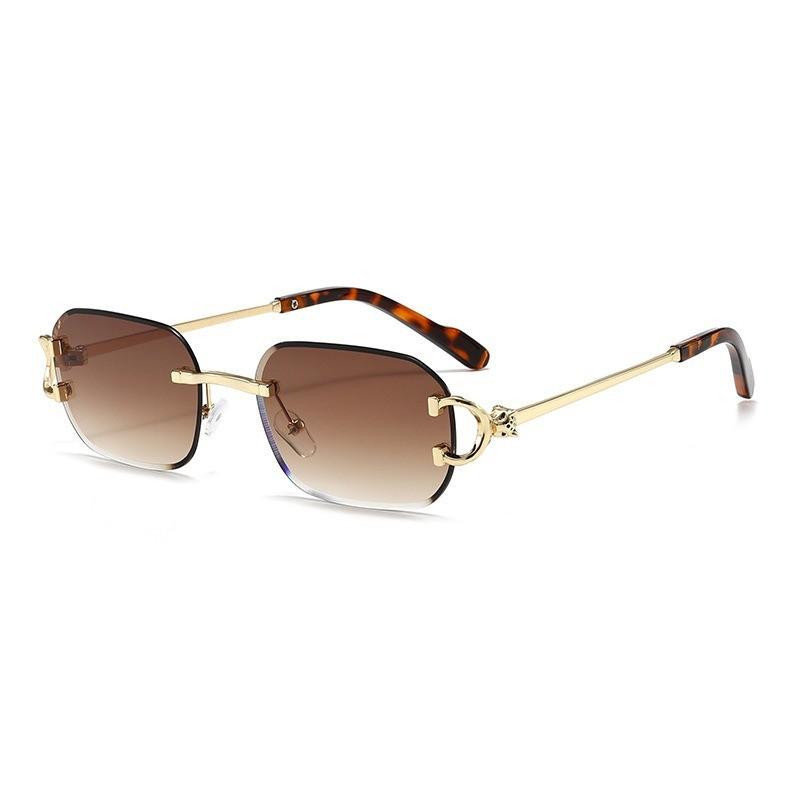 Geometric Metal Frame Sunglasses Women Summer 2026 Uv400 Uv Protection For Travel And Parties GoldFrameGradientTea