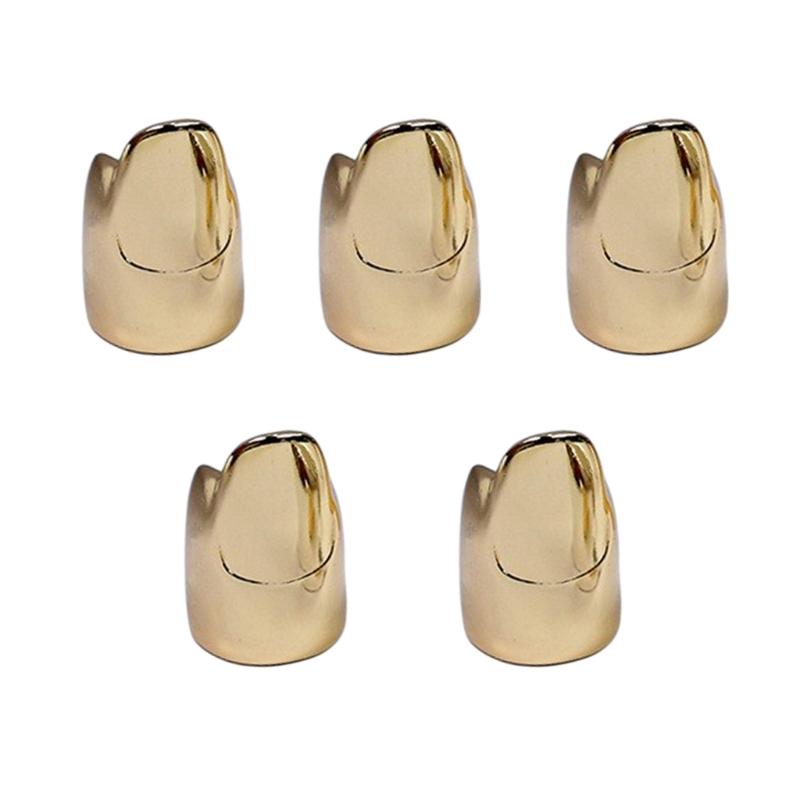 Sett med metallring for negler i legering med integrert neglekappeform, Statement fingertuppsmykke for sceneutseende og fester