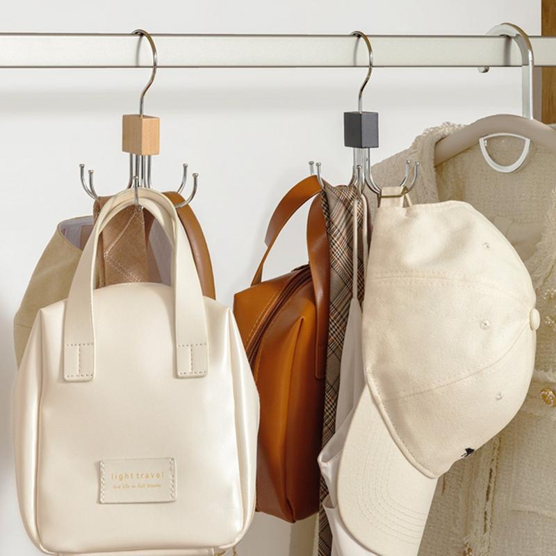 360° Rotating Tie Rack Storage Hanger Hook Multi-Claw Bag 6 Claws Hook Holder for Scarves Belt Ties Household Closet Accessories