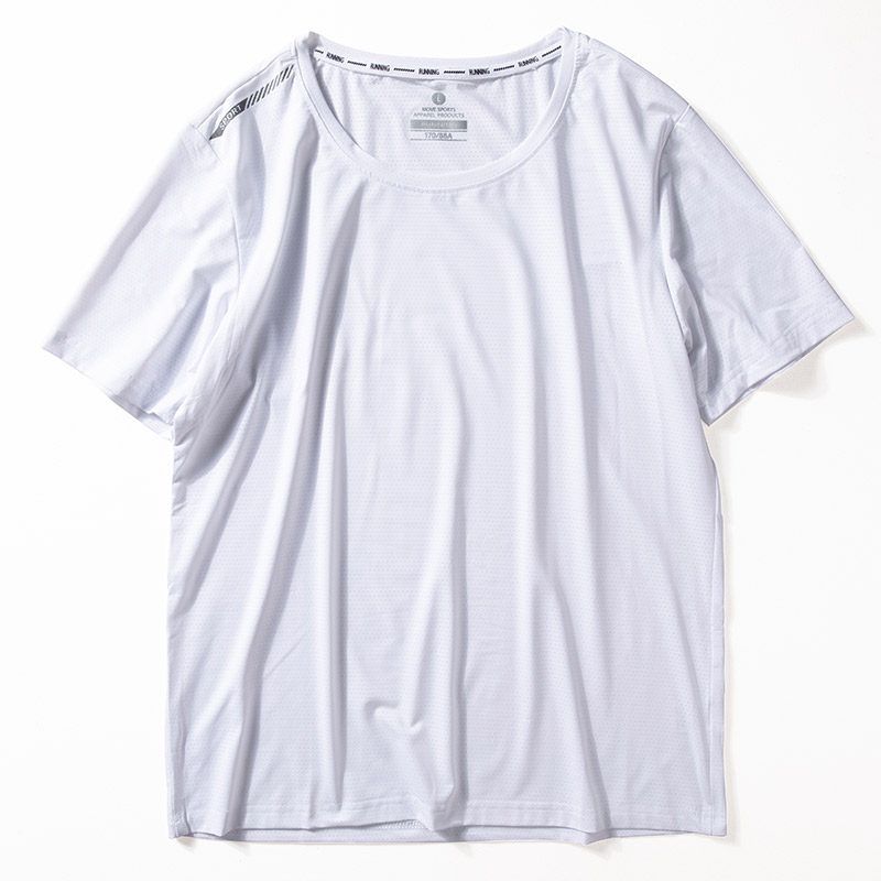Breathable Quick-Dry Youth Running Cool Feeling Ice Silk Short Sleeve White 3XL