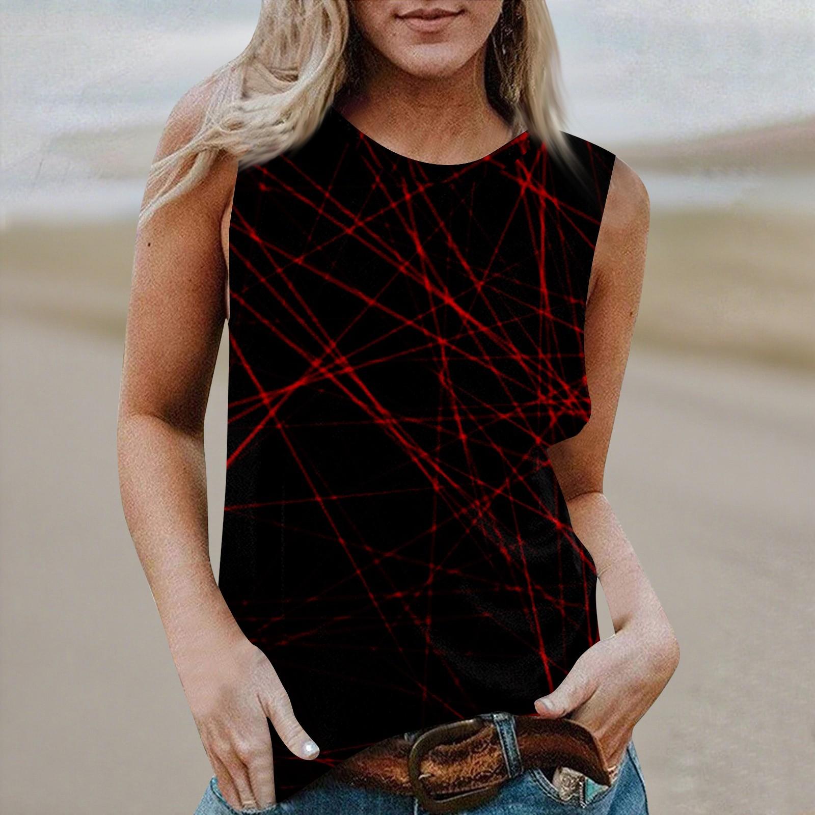 

Женская повседневная футболка-топ без рукавов с круглым вырезом и принтом на Хэллоуин M розовый