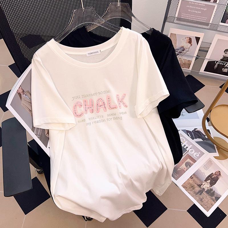 

Plus Size Slimming Short-Sleeve Round Neck T-Shirt (Mid-Length) for Women 200/300/350 Jin 6196 3XL чёрный