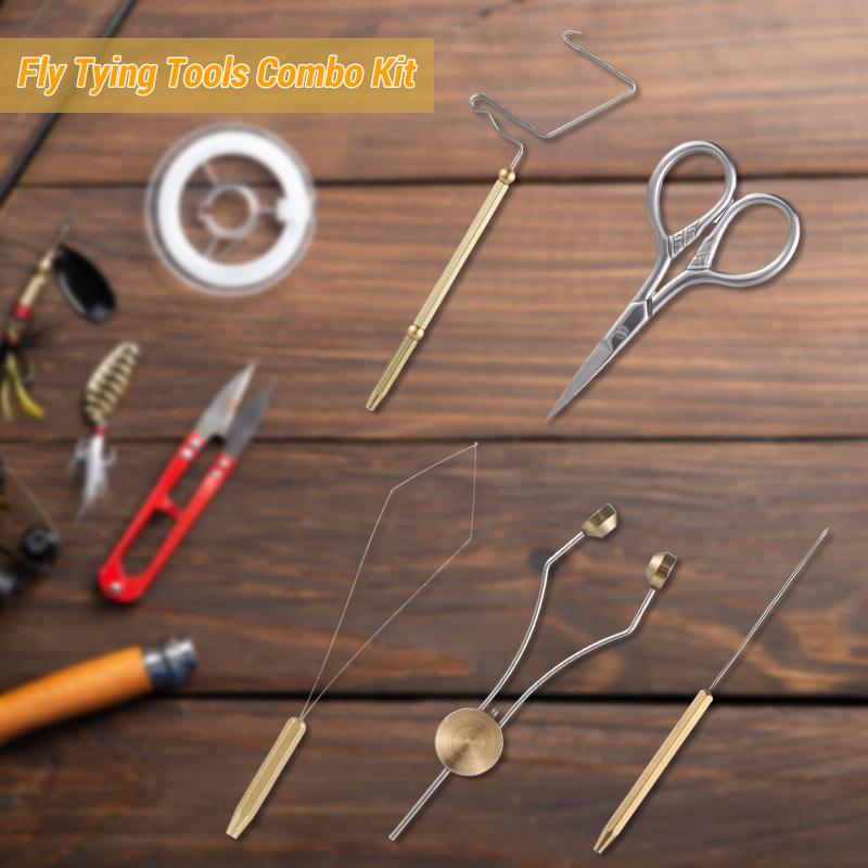 Fly Tying Tools Combo Kit Whip Finisher Bobbin Holder Bodkin Bobbin Threader for Fishing Lures fly lashing tools Stainless steel