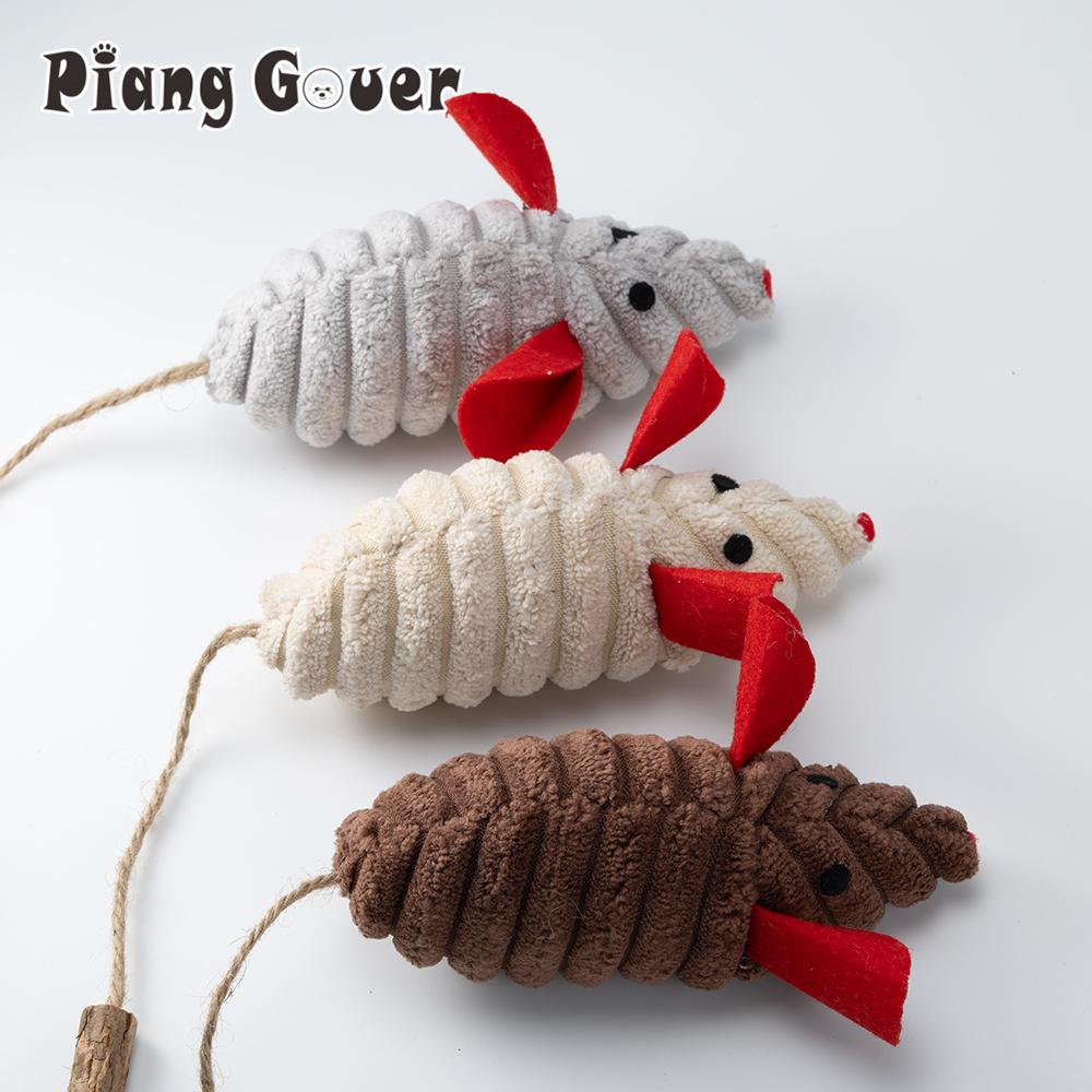 3pcs Artificial Mouse Cat Toy Teasing Stick Teasing Interactive Plush Mouse Pet Toy