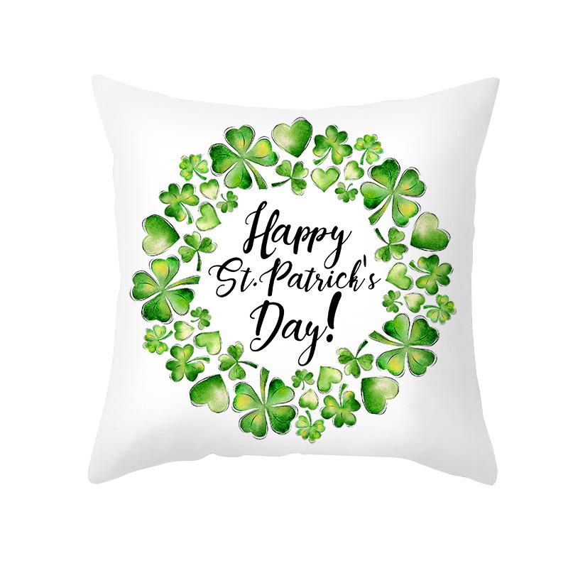 St. Patrick's Pillow Cover for Home Sofa Peach Skin Printed Cushion Cover National Day Pillow Cover