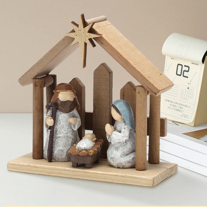 Nativity Scene Statues Jesus Birth Figurines Desk Ornament Christmas Nativity Religious Nativity Tabletop Holiday Figures