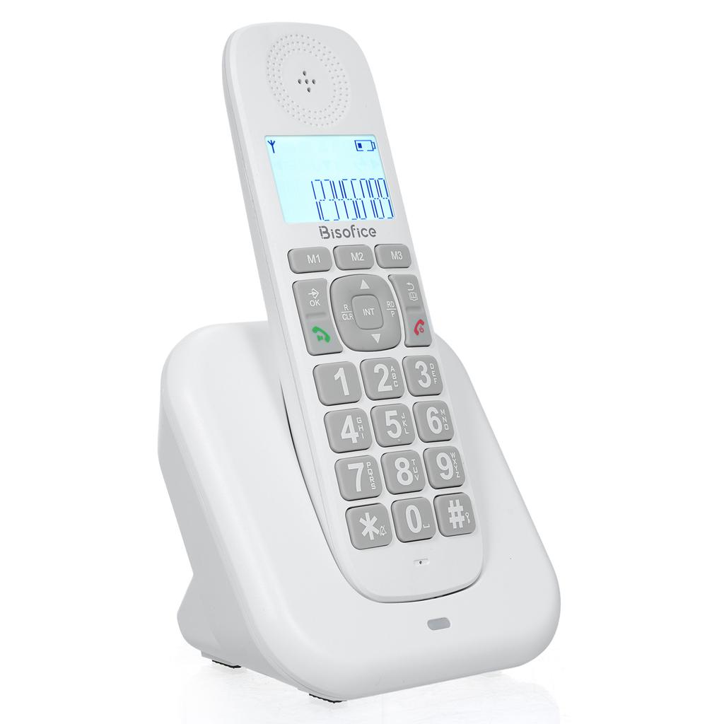 Bisofice Expandable Cordless Phone System with 3 Lines Display Caller ID Support 5 Handsets Connection 50 Phone Book
