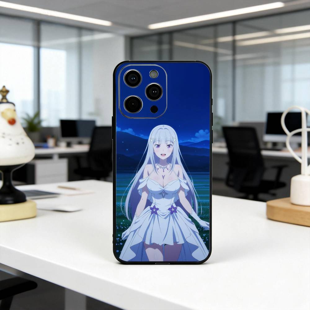 

ReZero Starting Life E-Emilia-es Phone Case For iPhone 17,16,15,14,13,12,11 Plus,Pro Max,XS,Soft Silicone Black Cover iPhone13PRO