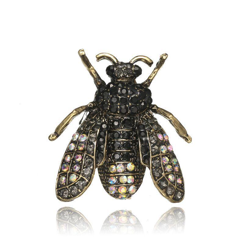 Honeybee Enamel Brooch Pin With Rhinestones For Women Vintage Fashion Accessory