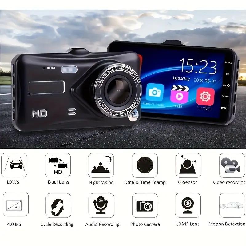 HD 1080P 4"Touch Screen IPS Dash Cam Front and Rear Camera CAR DVR Vehicle Black Box Night Vision Driver Video Recorder