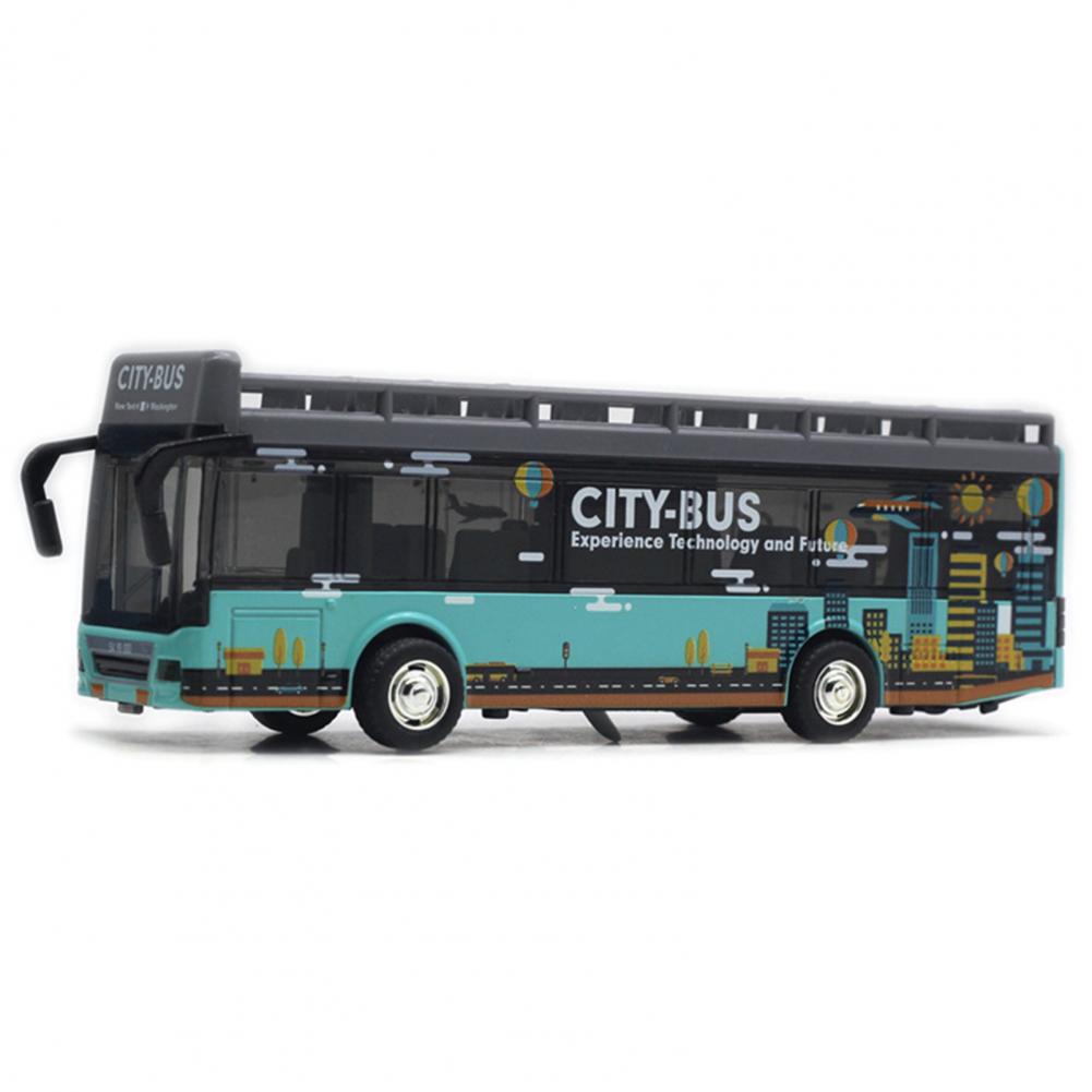 1/50 Patrový turistický autobus pro batolata, Hrací vozidla z lité slitiny se zvuky a světly, Hračky městských aut s natahovacím pohonem a otevíratelnými dveřmi