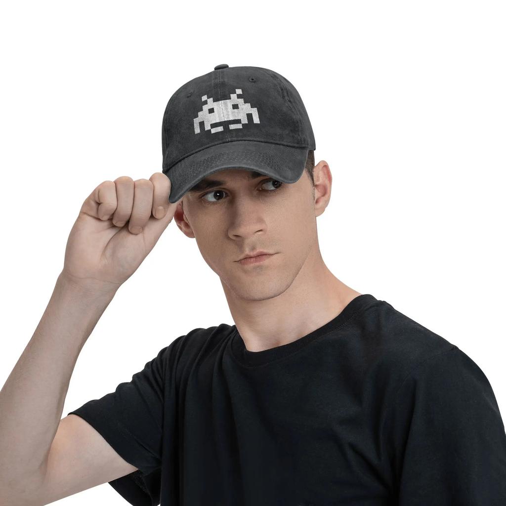 Washed Baseball Cap Space Invaders Summer Trucker For Unisex Unisex Shooting Video Game Print Kpop Sun Baseball Caps