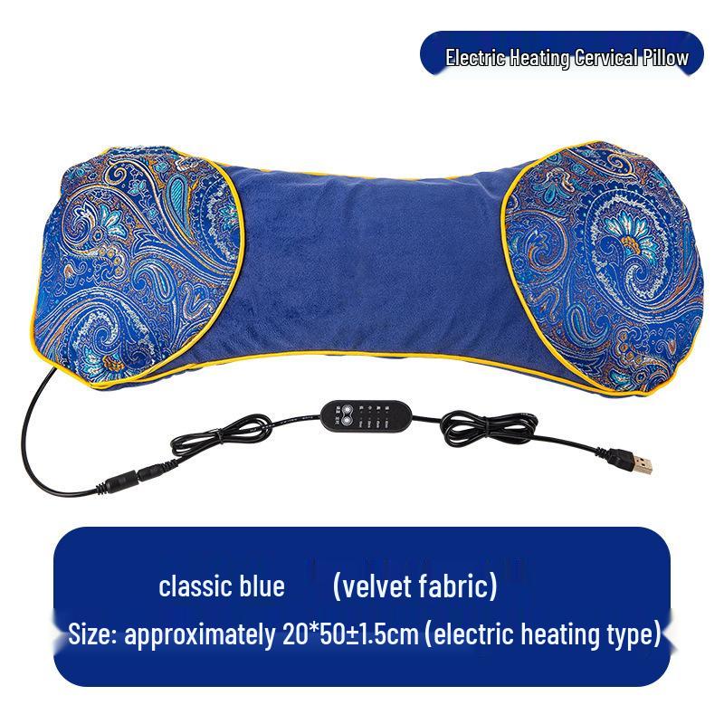 Mugwort Electric Heating Neck Pillow - Removable Cervical Support In Coarse Cloth