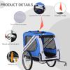 Bike Trailer for Dog Pets 8 Reflectors Flag Hitch Bar Included 130 X 73 X 90 Cm White and Blue