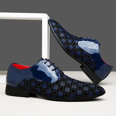 Elegant Blue Men's Casual Leather Shoes Comfortable Formal Shoes Pointed-Toe Lace-up Men's Dress Shoes Zapatos De Vestir Hombre