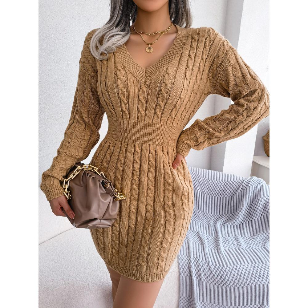 Autumn and Winter Fashionable Waist-cinching Twist Hip-hugging Dress Sweater Skirt