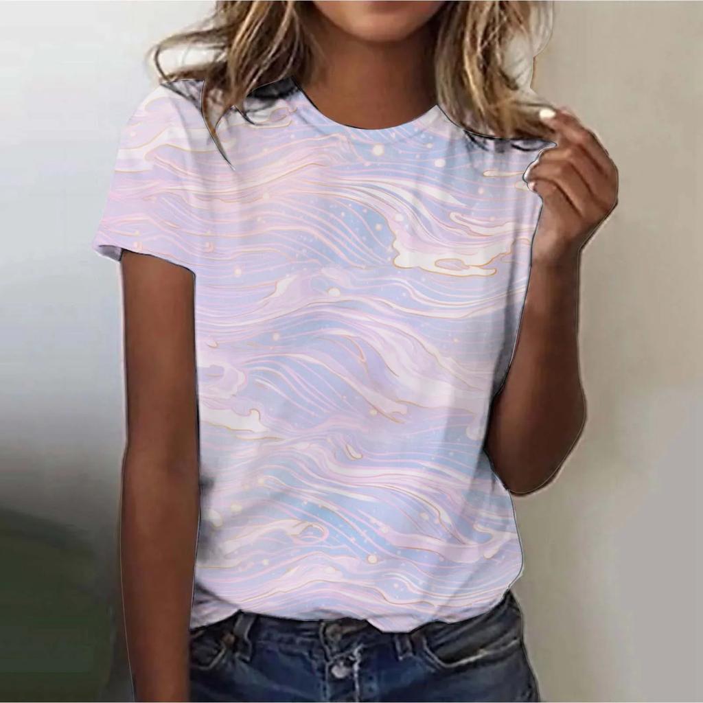 2025 Women's Street Fashion T-shirt Dream Star 3d Printed Short-sleeved All-match Daily Round Neck Top Women's Clothing