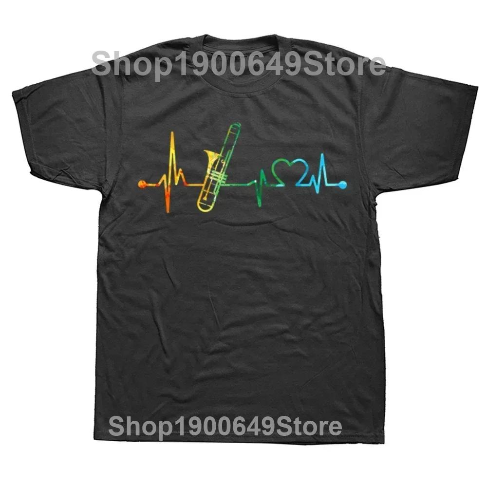 Funny Trombone USA American Flag Jazz Music Vintage T Shirt Graphic Streetwear Short Sleeve Birthday Gifts Summer Tshirt