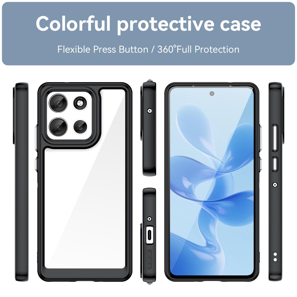 For Motorola Moto G86 5G Phone Case WANLONFENG XC Series TPU Acrylic Cover with Tempered Glass (Big Lens Hole)
