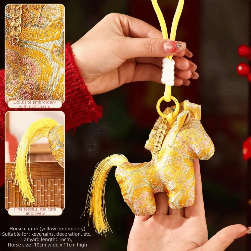 

Year of Horse Year of The Horse Pendant Long Hair New Year Decorations Horse Year Pendant Soft Stuffed Animal